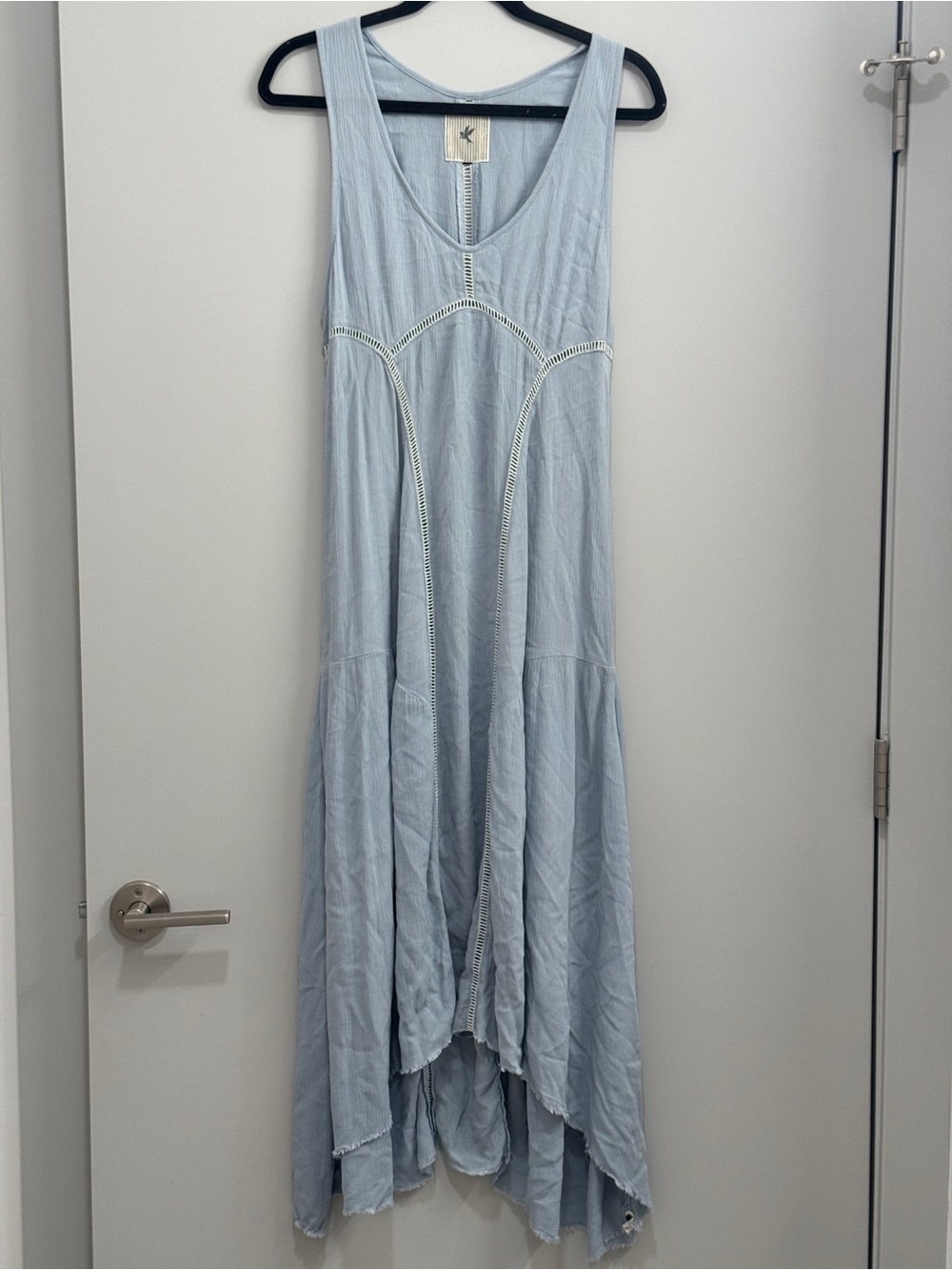 Sleeveless High-Low Maxi Dress in Light Blue Boho Flowy Cottagecore